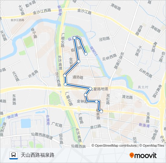 公交新泾1区间路的线路图