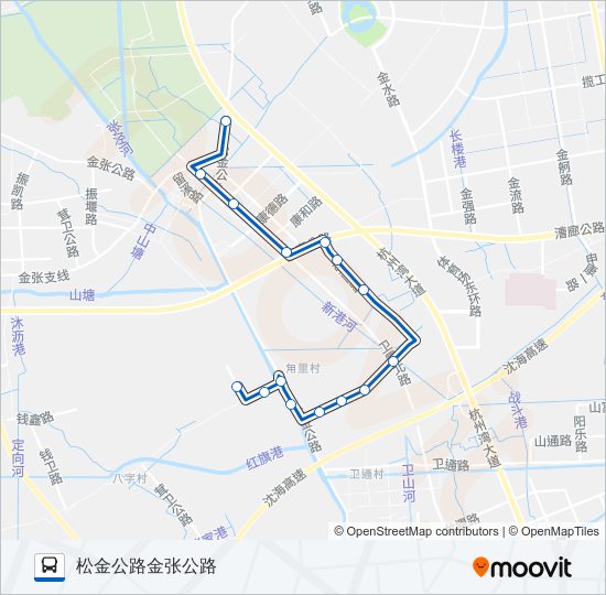 公交张堰一路的线路图