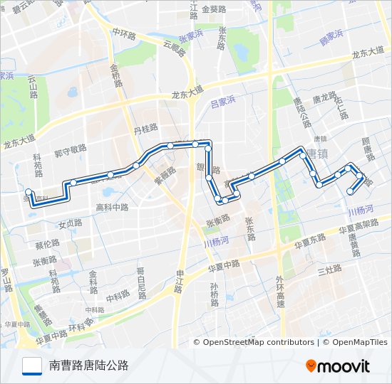 公交张江1路的线路图