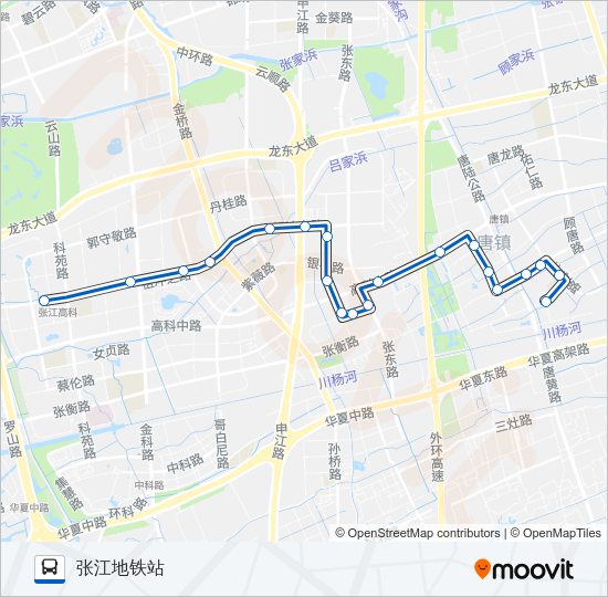 张江1路 Bus Line Map