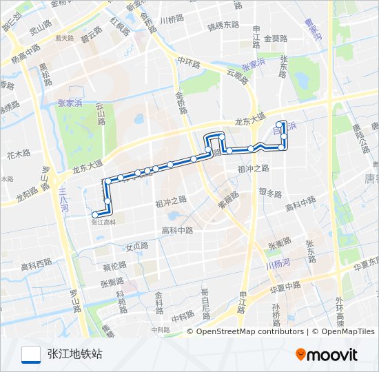 公交张江环路的线路图