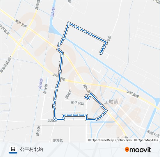 公交泥城1路的线路图