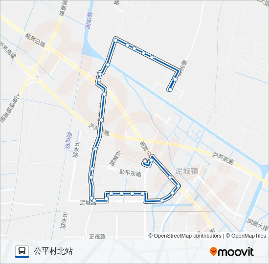 公交泥城1路的线路图