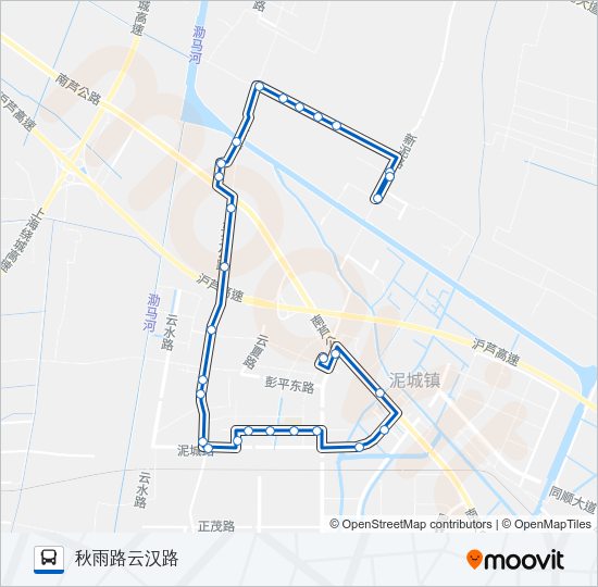 公交泥城1路的线路图