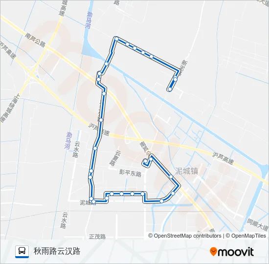 公交泥城1路的线路图
