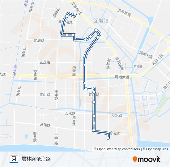 公交泥城2路的线路图