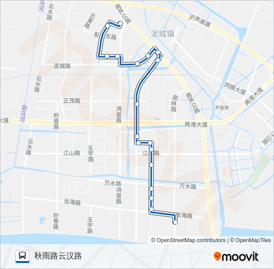 公交泥城2路的线路图