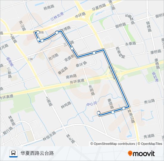 公交1050路的线路图