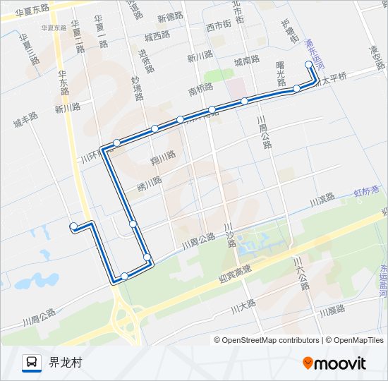 公交1056路的线路图