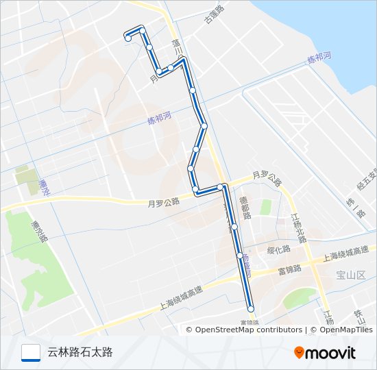 公交宝山91路的线路图