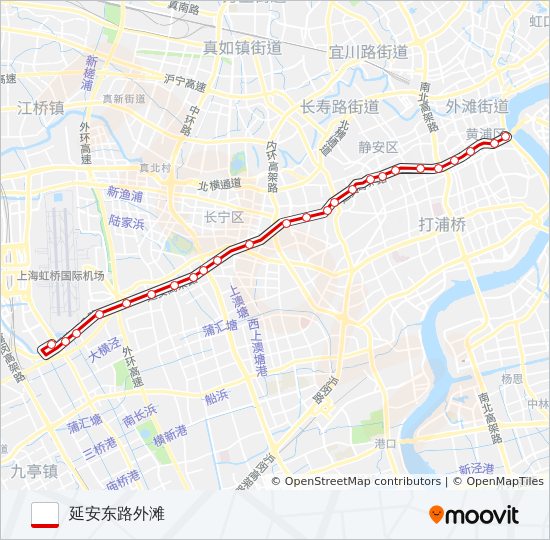 公交71中运量路的线路图