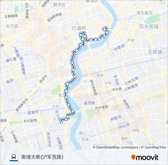 公交浦西滨江1路的线路图