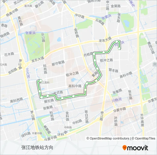 有轨电车张江有轨电车路的线路图