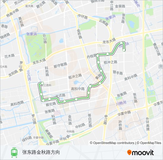 有轨电车张江有轨电车路的线路图