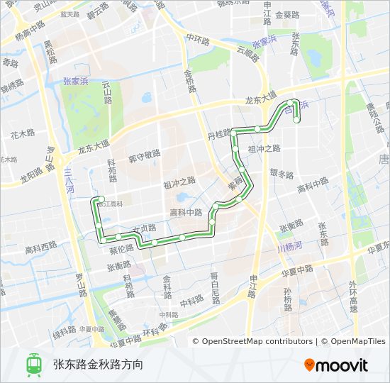 张江有轨电车 tram Line Map