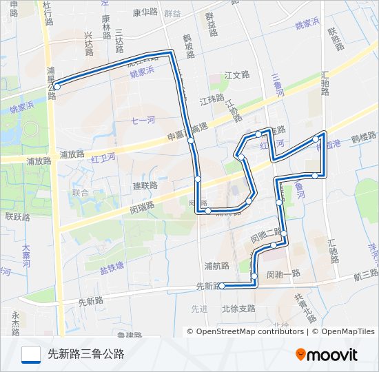 公交浦江11路的线路图