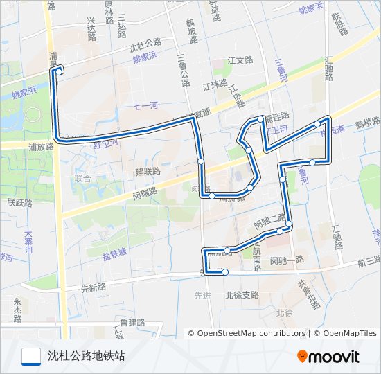 公交浦江11路的线路图