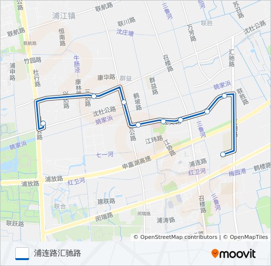 公交浦江15路的线路图