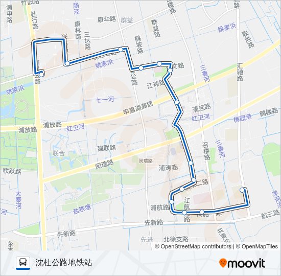 公交浦江20路的线路图