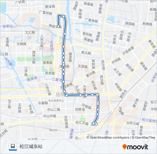 公交松江1路的线路图