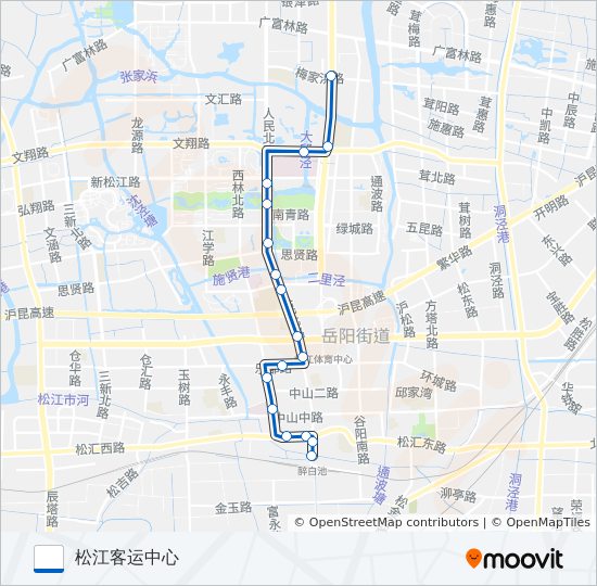 公交松江9路的线路图