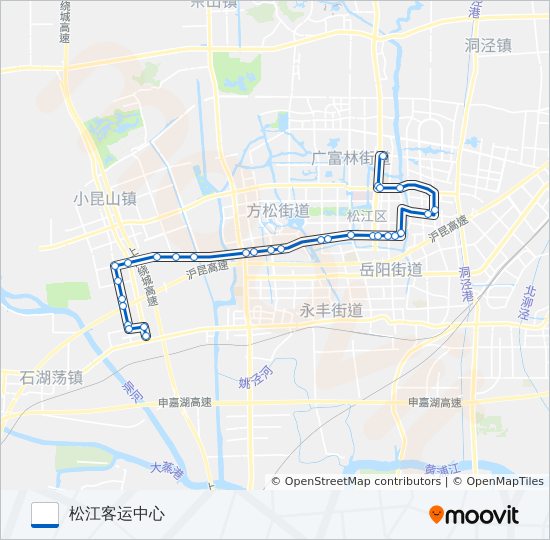 公交松江16路的线路图