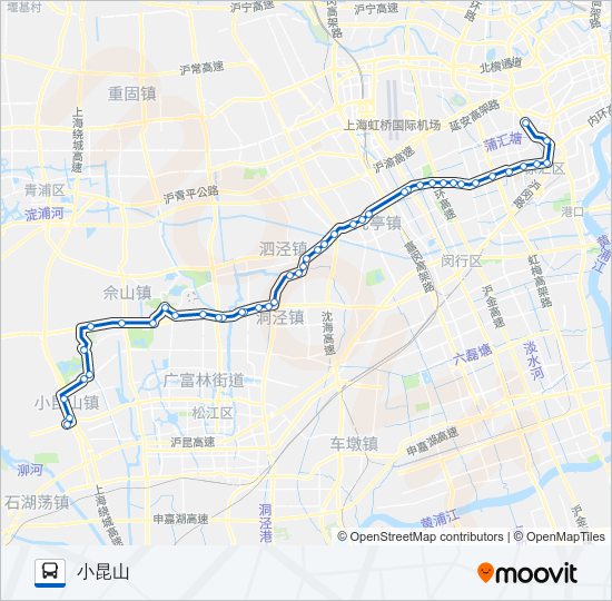 公交沪佘昆专路的线路图