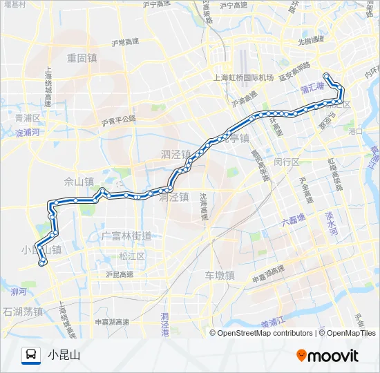 公交沪佘昆专路的线路图