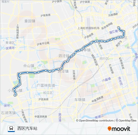 公交沪佘昆专路的线路图