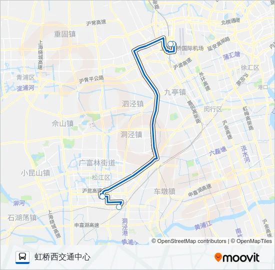 虹桥枢纽10路 Bus Line Map