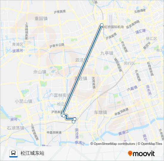 公交虹桥枢纽10路的线路图