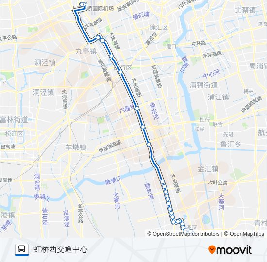 公交虹桥枢纽5路的线路图