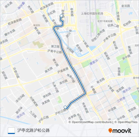公交虹桥枢纽10九亭区间路的线路图