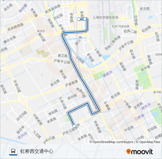 公交虹桥枢纽10九亭区间路的线路图