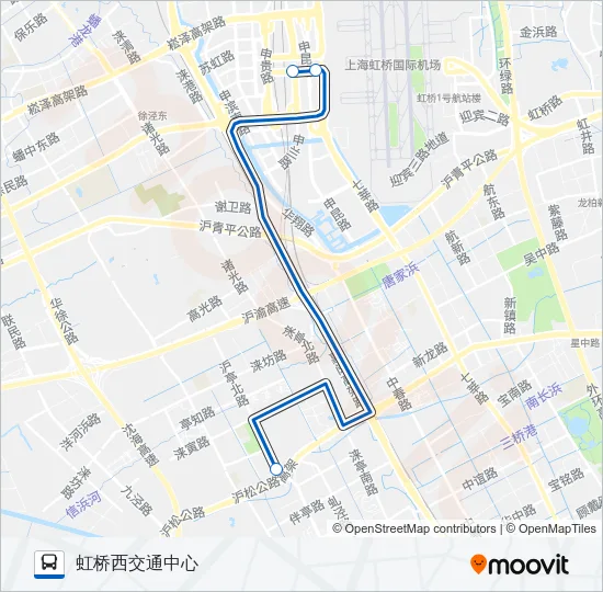 虹桥枢纽10路九亭区间 Bus Line Map