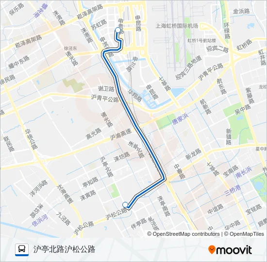 虹桥枢纽10路九亭区间 Bus Line Map
