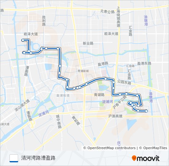 公交青浦16路的线路图