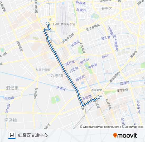 莘虹快线路线 日程 站点和地图 虹桥西交通中心