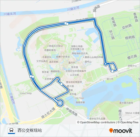 国际旅游度假区2路 Bus Line Map