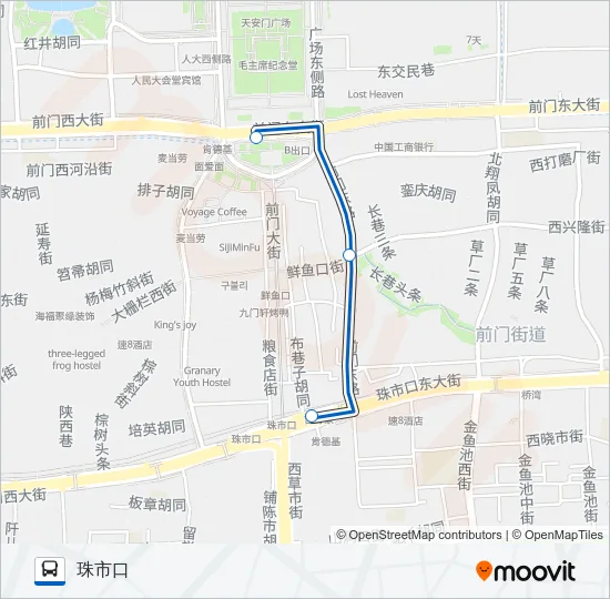 公交前门大街游览路的线路图