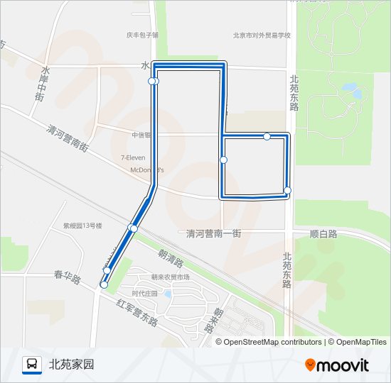 北苑家园通勤环线 bus Line Map