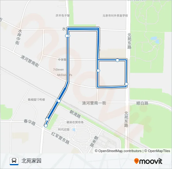 北苑家园通勤环线 Bus Line Map