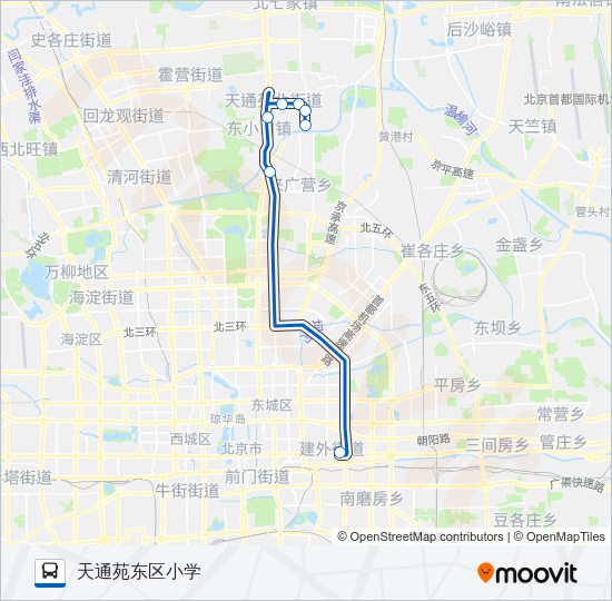 公交天通苑-国贸通勤快车路的线路图