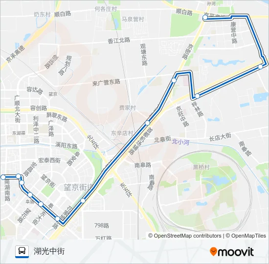 公交孙河-望京西通勤快车路的线路图