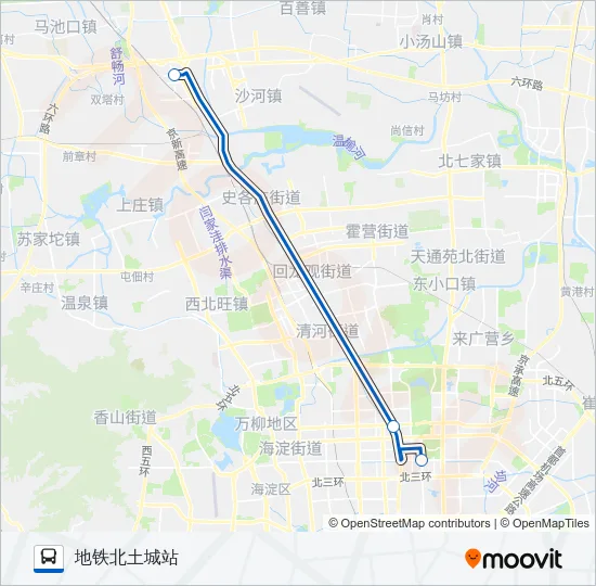 定制公交奥体-沙河镇 Bus Line Map