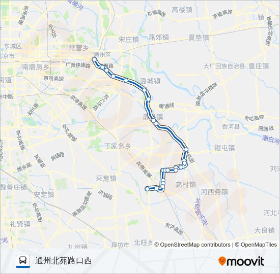 公交柴厂屯-北苑通勤快车路的线路图