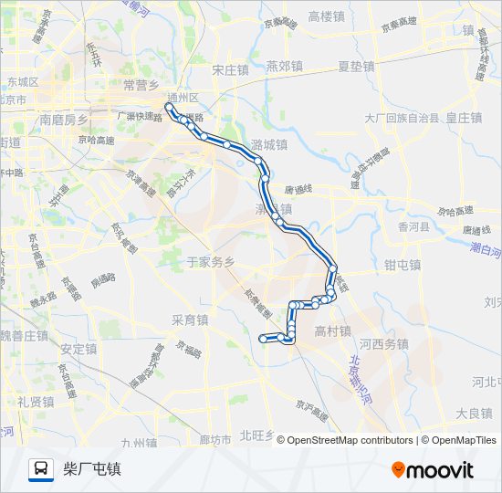 公交柴厂屯-北苑通勤快车路的线路图