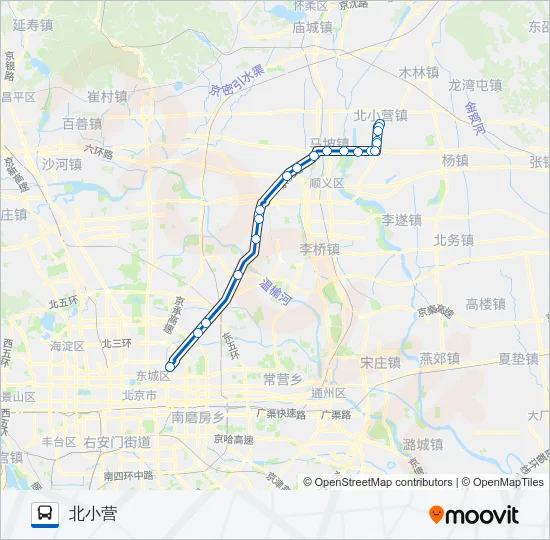 北小营-东直门通勤快车 Bus Line Map