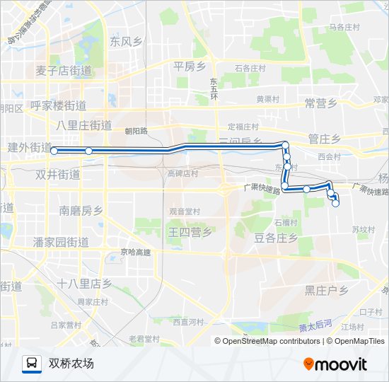 双桥农场-大北窑通勤快车 bus Line Map