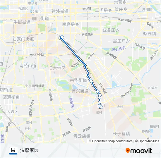 公交温馨家园-十里河通勤班车路的线路图